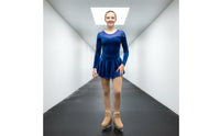 Long Sleeve Figure Skating Dress Handmade Plush Ice Skating Costume for Girls, Contest