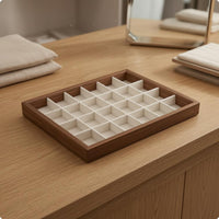Rectangular Jewelry Display Tray Wood-Grain Walnut Jewelry Tray Small Accessories Elegant Design