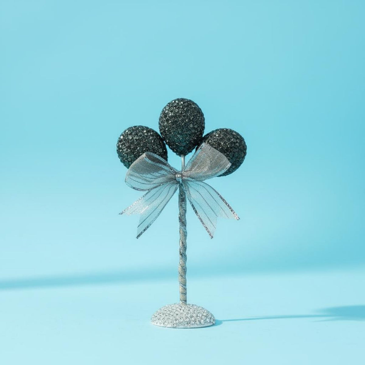 Sparkling Crystals Glittering Balloon Car Decoration Ribbon Bow Accent Rhinestone Balloon Figurine Long Service Life Dashboard Ornament for Women, Girls, Center Console, Desk