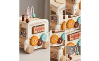 Toy Bus with Xylophone Allall-in-1 Activity Bus Shape Sorter Multifunction Bead Maze Developmental for Toddlers, Playroom