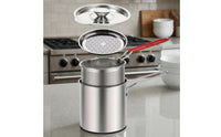 Compact Deep Fryer Pot with Basket and Strainer Easy to Clean Deep Fryer with Lid Portable Cookware for Home Cooks
