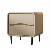 Modern Design Fluted Drawer Nightstand Sturdy Construction Wavy Front Cabinet Rounded Corners Bedside Table Ample Storage for Design Enthusiasts, Apartment Dwellers, Homeowners, Hallway, Home Office