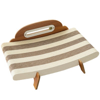 Miaoxianer White Corrugated Cardboard Cat Scratcher Bed with Catnip Ball Toy
