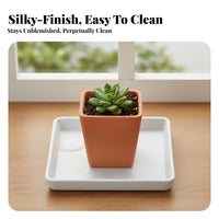 Imitation Ceramic Finish Square Water-Catching Base Thickened Design Square Water Catcher Easy to NeatPlant Saucer Sturdy for Gardeners, Homeowners, Indoor, Outdoor, Garden, Balcony