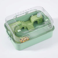 Large Hamster Cage with 2 Levels, Modern Style Acrylic Hamster Habitat, Detachable Square Shape Design with Tunnels for Small Pet Burrowing