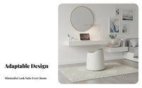 Modern Design Upholstered Swivel Pouf High-Density Foam Cushion Vanity Seat Compact Size Indoor Furniture Multi-Purpose Design for Makeup Users, Adults, Small Space Dwellers, Bedroom, Dressing Room, Under Desk, Bathroom