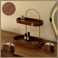 Desktop Storage Rack Compact Two-Tier Organizer Metal Desktop Organizer with Handle for Vanity