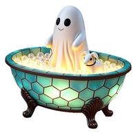 Creative Resin Ghost Bathtub Ornament Halloween Tabletop Decor Night Light