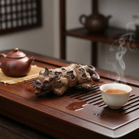 Tree Bark Texture Wealth Guardian Figurine Auspicious Creature for Desktop