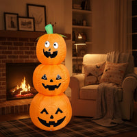 Stacked Pumpkin Inflatable Tall Stacked Pumpkins Large Jack O'lantern Decoration for Homeowners, Lawn