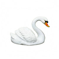 Fiberglass Floating Swan Figurine Textured Feathers Swan Pond Ornament Orange Beak Outdoor for Landscape Display