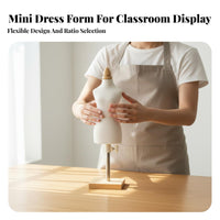 Scale Model Dress Form Sturdy Wood Base Mini Mannequin PU Foam Material Scale Dressmaker Form for Seamstresses, Hobbyists, Classroom, Shop Display