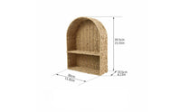 Rattan-Look Woven Storage Rack Rustic Paper Rope Shelf Lightweight Wall Rack with Divider Space-Saving for Entryway, Bedroom, Home Office