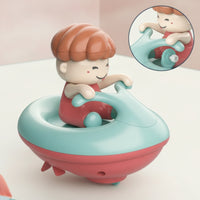 Batterybatteryless Wind-up Boat with Figure Interactive Floating Boat Toy Safe Long-Lasting for Toddlers