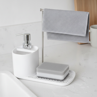 Manual Press Soap Dispenser with Sponge Holder for Kitchen Sink