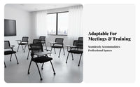 Foldable Rolling Chair with Writing Tablet Space-Saving Nesting Chair with Writing Tablet Ergonomic Design Training Seat for Students, Trainees, Event Attendees, Classroom, Conference Room, Lecture Hall, Lobby