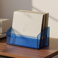 Vinyl Record Rack Clear Handles Portable Design for Media Shelf