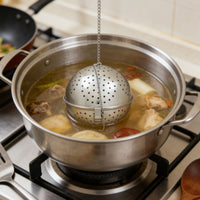 Hanging Loop Stainless Steel Seasoning Ball Polished Silver Perforated Seasoning Infuser Chain Hook Tea Infuser Ball Easy to Clean for Cooking, Steeping