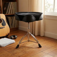 Drum Stool with Saddle Seat Velvet Saddle Drum Throne Height Adjustable Furniture for Drummers, Percussionists, Stage, Audio Production Studios