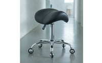 Height-Adjustable Rolling Saddle Stool Ergonomic Rolling Saddle Chair Compact Stool with Wheels Sturdy for Artists, Beauty Parlor