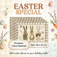 4 Pieces Easter Placemat Heat Insulating Printed Linen Table Mat Festive Design Bunny Pattern Dining Mat for Home Decor Enthusiasts, Kitchen