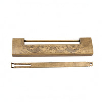 Engraved Scrollwork Brass Sliding Lock Traditional Pattern Antique Bronze Lock Looped Key Gate Sliding Bolt