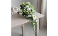 Realistic Look Artificial Teardrop Bouquet Real Feel Cascading Wedding Bouquet Long-Lasting for Brides