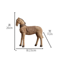 Rattan Horse Statue Woven Wicker Horse Figurine Brown
