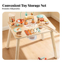 Busy Activity Table Multi-Function Wooden Activity Table Built-in Storage Net Kids Furniture for Classroom
