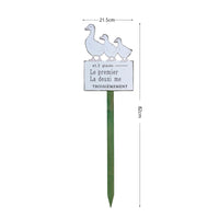 Creature Motifs Wooden Road Sign Stake French Text Outdoor Decor