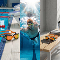 Mirrored Swim Goggles with Swim Cap Sleek Eyewear Adjustable for Athletes