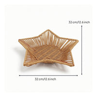 Star-Shaped Wicker Tray Shallow Star-Motif Weave Basket Decorative for Tabletop