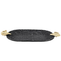 Lustrous Finish Irregular Tray Textured Surface Wavy Tray Dark Tones Home Decor Accent Gold Tone for Coffee Table