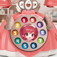 Music Princess Toy Phone Educational Musical Toy Telephone Lights and Sounds Play Phone Retro Design for Girls, Kids, Toddlers