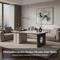 Light Luxury Design Sintered St Single Tea Table Heat Resistant Modern Tea Table Set Easy to Clean Home Furniture Stable Carbon Steel Legs for Apartment Dwellers, Small Business Owners, Balcony, Living Room, Patio, Reception Area