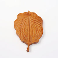 Carved Wooden Serving Tray Artisan-Made Wooden Tray with Leaf Engraving Platter Natural Wood Grain Board Smooth for Hosts