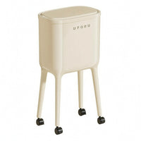 Swivel Casters Rolling Trash Bin Elevated Base Lidded Trash Bin Glossy Finish Refuse Storage Rounded Rectangle
