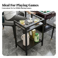 Built-in drink holder two-partlevel Mahjong holder Multi-Functional Storage Side Table Space-Saving Game Room Organizer for Teahouse Owners, Card participants