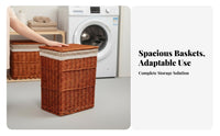 Round Wicker Bin Woven Design Laundry Hamper Multi-Purpose for Parents, Students