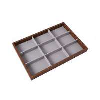 Jewelry Display Tray Rectangular Wooden Tray with Lining for Retailers, Vanity