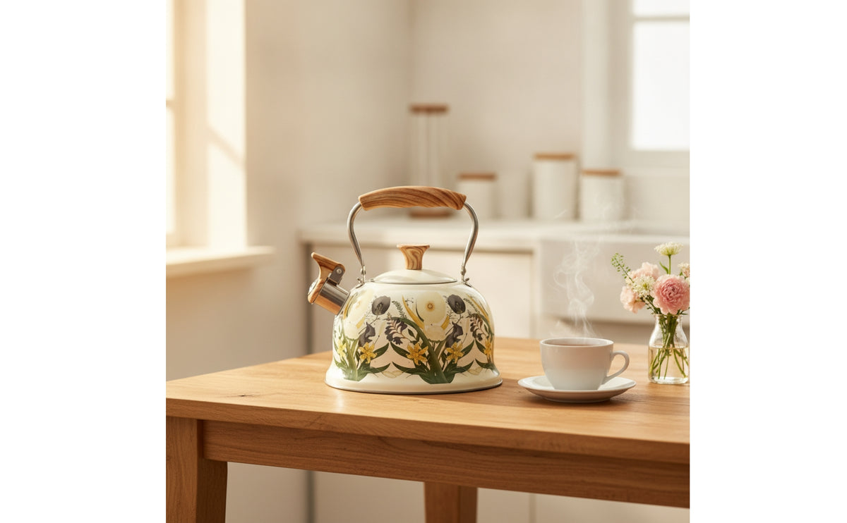 Vintage-Evocative Tea Kettle with Handle