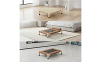 Breathable Elevated Pet Bed Low-Rise Pet Cot with Wooden Frame Indoor Raised Dog Bed Modern for Small Dogs, Cats, Young Dogs, Living Room, Bedroom, Balcony