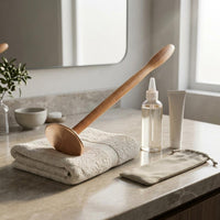 Scraping Plate Long-Handle Gua Sha Tool Flat Head Wood Gua Sha Tool Acupuncture Chart Round Paddle Scraper Easy to Clean