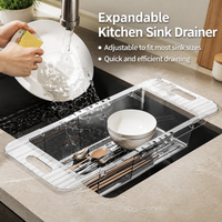 Rectangular Pasta Strainer, Retractable Kitchen Colander 36-46.5cm, Over The Sink Drain Basket for Draining Pasta, Fruits, Vegetables