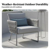 4 Pieces Nordic Design 4-Piece Rope Woven Sofa Set weather-resistant Outdoor Furnishing colorfastResistant textile Patio Seating Group Thick paddings for guest accommodation Business Owners, Homeowners, Terrace, Courtyard, Balcony, Backyard