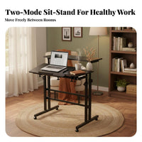 Multi-Functional Standing Laptop Table Multifunctional Adjustable Laptop Desk Modern Design Mobile Computer Cart Easy Assembly for Telecommute Workers, Students, Seniors, Small Areas, Study, Dorm Room, Bedroom