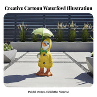 Duck with Umbrella Statue Resin Craft Duck Figurine with Umbrella Cute Design Outdoor Decoration for Gardeners, Garden, Balcony, Windowsill