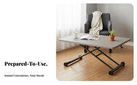 Foldable Design elevatingTop Coffee-to-Dining Table Height-Adjustable elevatingTop Folding Table Sturdy Construction Living Room Furniture Rounded Corners for Apartment Dwellers, Students, Home Workers, Small areas