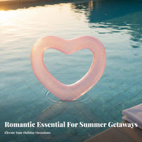 Long-Lasting PVC Heart Shaped Pool Inflatable High Weight Capacity Inflatable Heart Swim Float Easy to Inflate for Adults, Summer Vacation