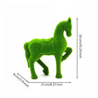 Grass-Textured Horse Green Outdoor Ornament Weather-Resistant for Lawn